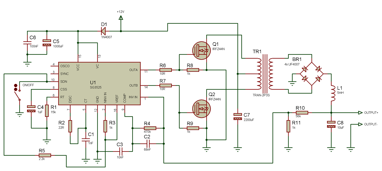 using sg3525 pwm controller explanation – Circuit Schematic