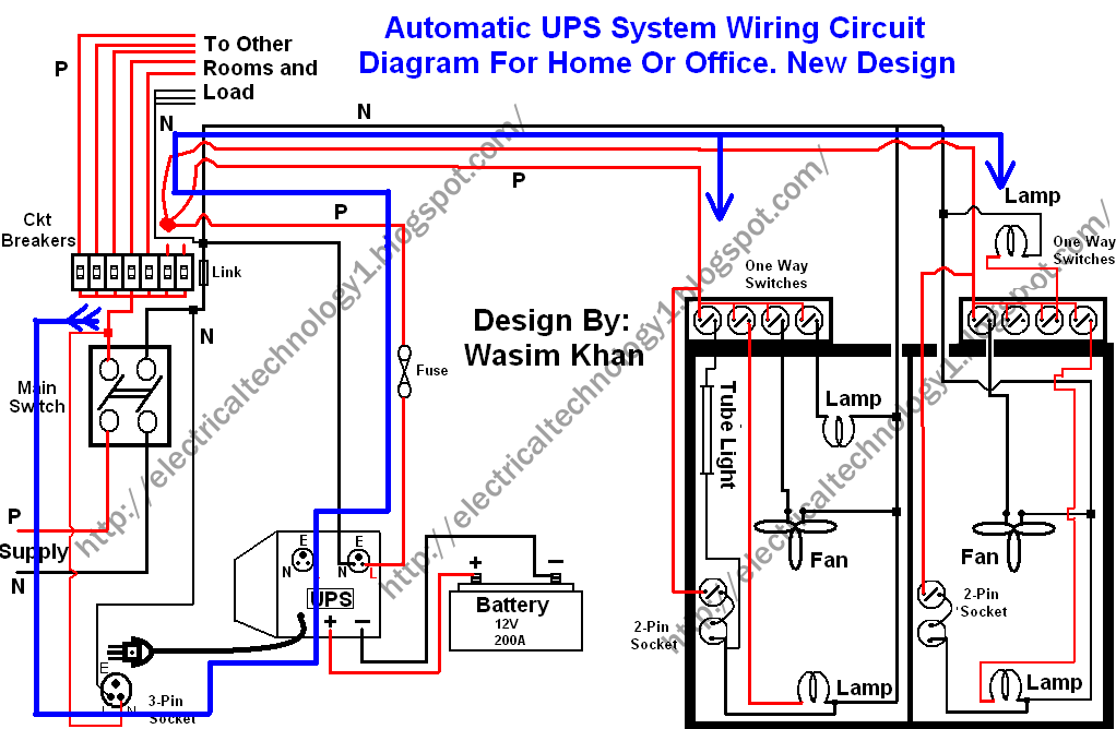 Automatic UPS system wiring circuit diagram (New Design Very simple) for Home or Office