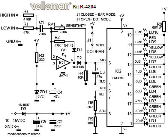 VU LED Indicator Schematic