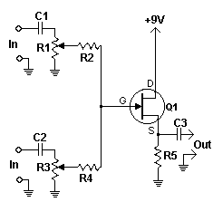 fet audio mixer schematics