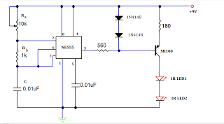 TV REMOTE JAMMER CIRCUIT USING 555 TIMER circuit