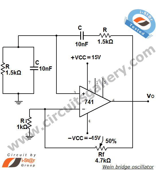 Wein Bridge Oscillator using ic 741 op amp