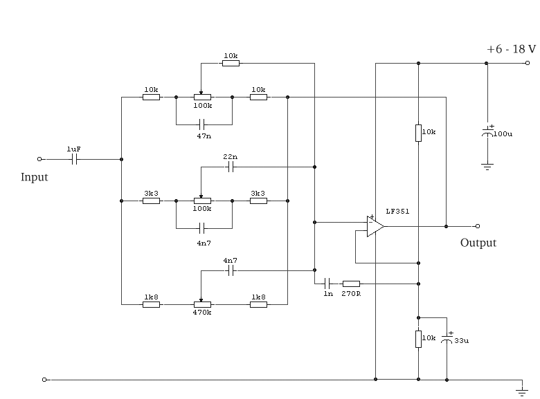 Equalizer Circuit Operating on Three Bands circuit