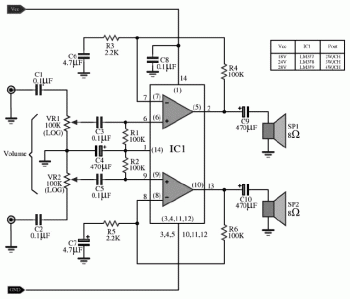 Stereo OTL Audio Amplifier circuit
