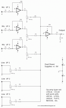 6 channel audio mixer
