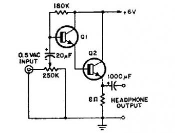 Simple 2 Transistor Headphone Amplifier
