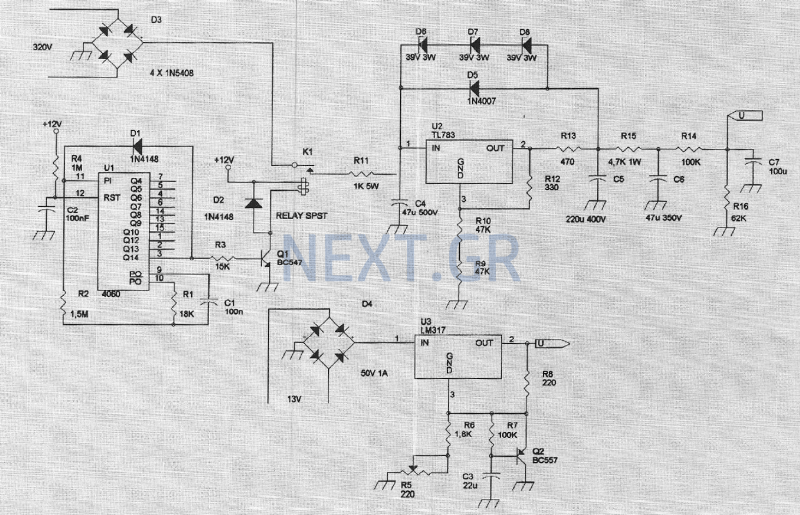 High Voltage Power Supply for Valve Preamplifiers circuit
