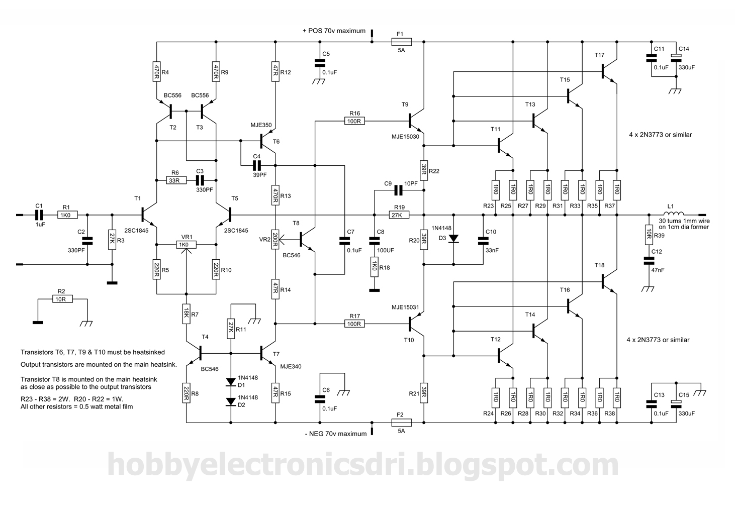 300w power amplifier circuit with 2n773 circuit
