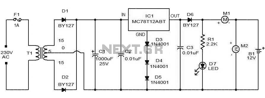 Car battery charger with MC78T12