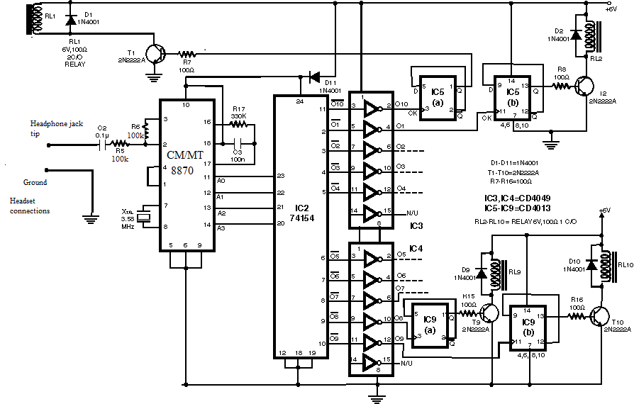 Cell Phone Controlled Home Appliance circuit