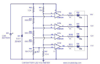 LED Volt Meter Circuit LM324 circuit