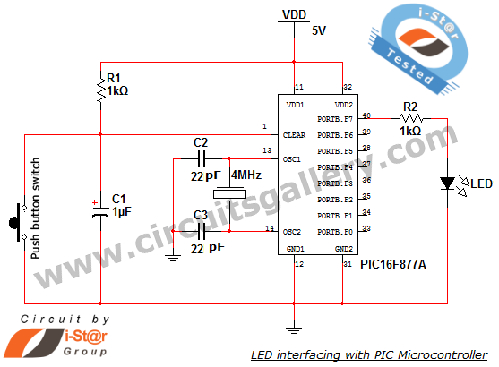 led interface with microcontroller circuit