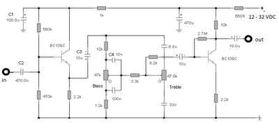 audio tone control 2 transistor circuit
