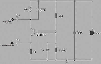 simple booster tv schematic diagram circuit