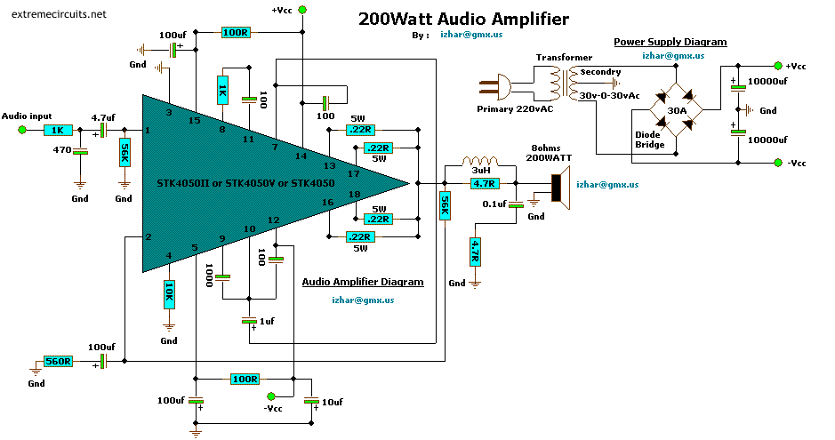 Audio Schematic Audio Amplifier Circuit 200W circuit