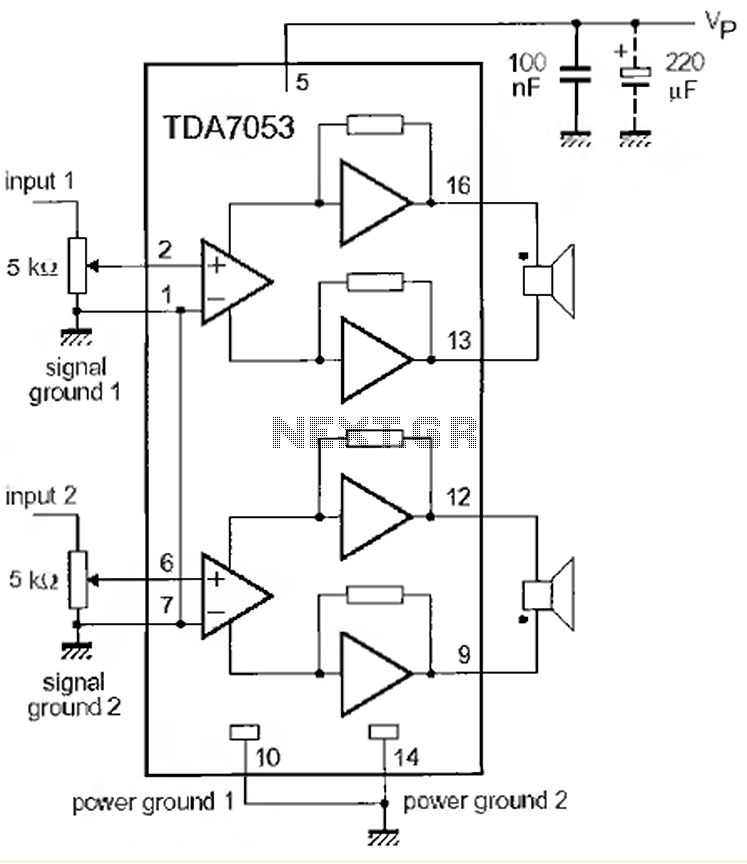 TDA 7053 Stereo Audio Amplifier Circuit