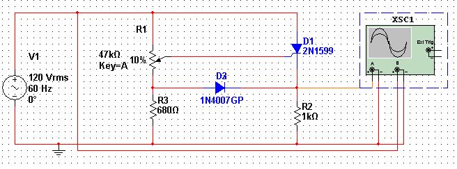 single phase half wave thyristor circuit