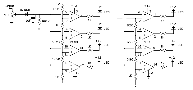 LED VU Meter by LM339 PCB circuit
