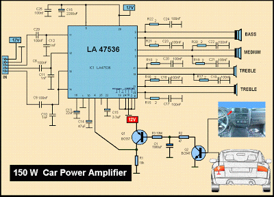 Schematic MP3 Car Audio Power AmplifierCircuits