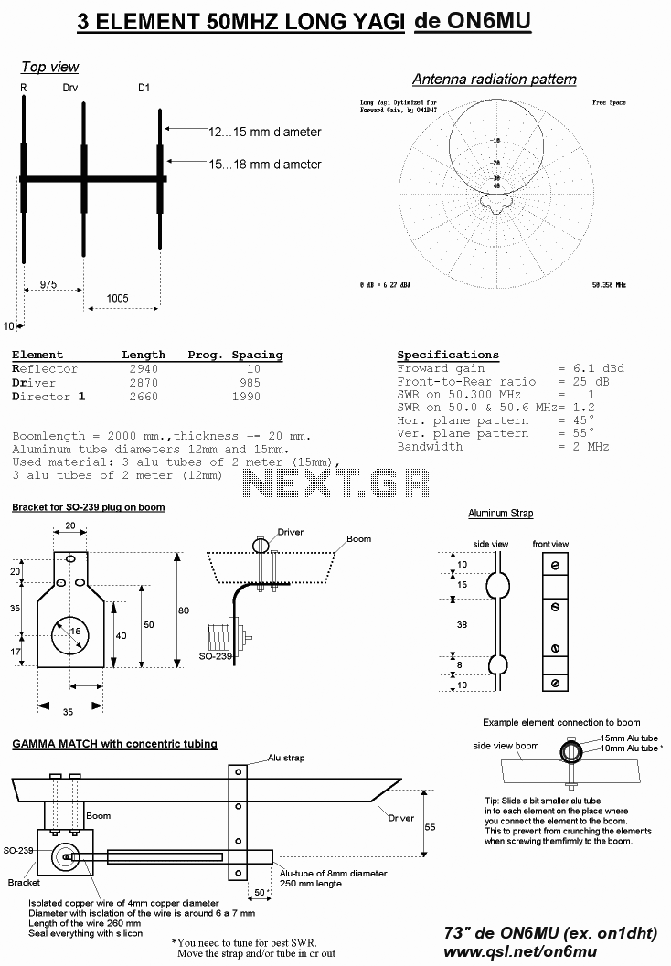 optimized 6 element uhf yagi antenna circuit
