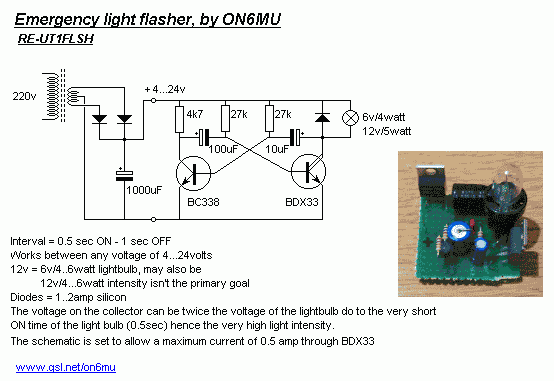 Emergency warning light LED alarm circuit