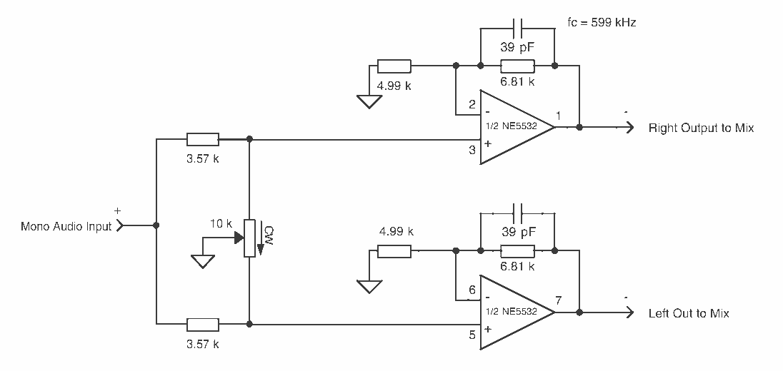 Mono to stereo circuit