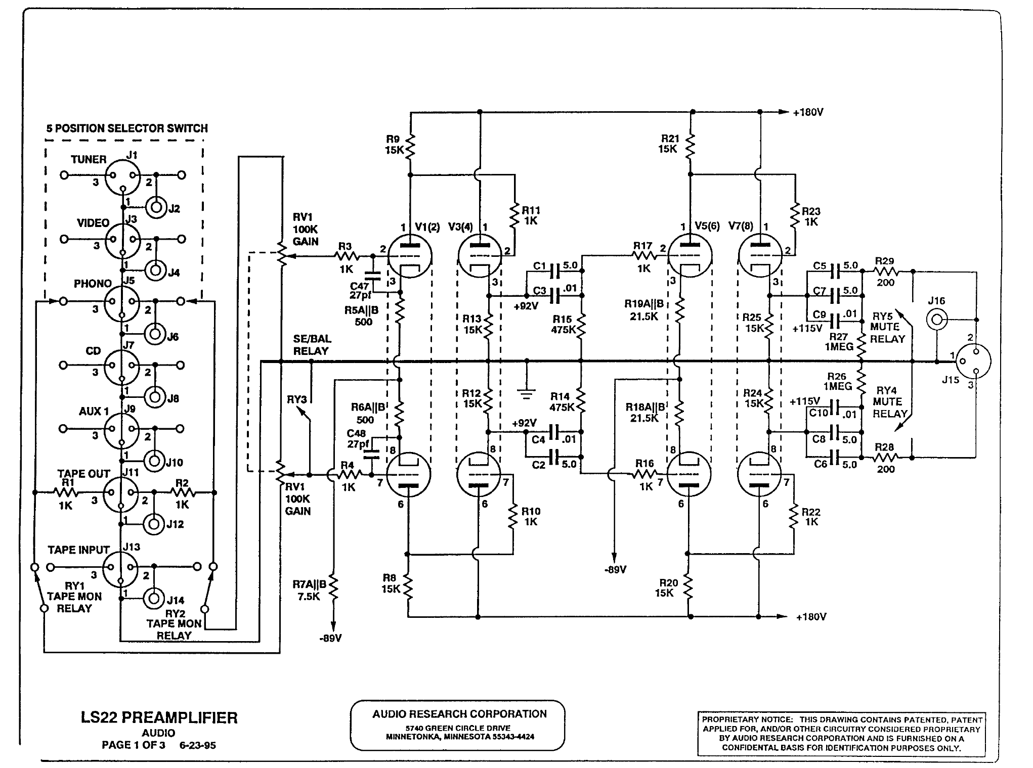 Audio Research LS22 Preamplifier circuit