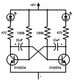 Transistor LED flasher circuit