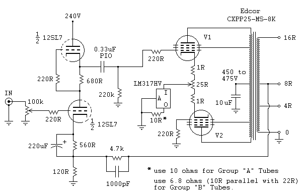 12sl7 srpp kt88 sipp acoustic tubes amp and supplies circuit