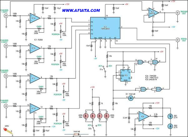 4 channel audio mixer circuit