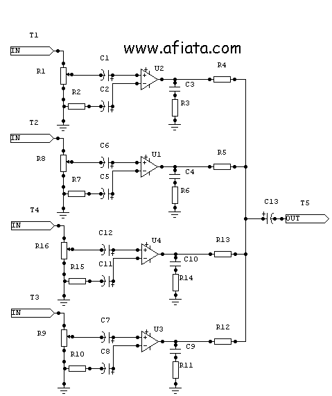 4 channel audio mixer circuits using ic ca3048