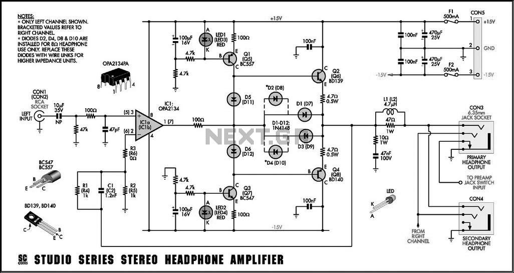 stereo headphone circuit diagram