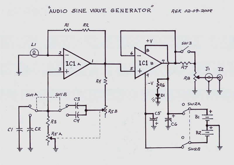 audio sine wave generator circuit