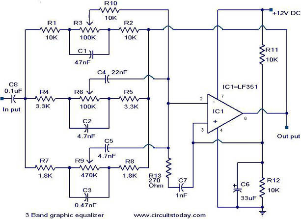 3 Band graphic equalizer circuit