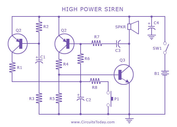 High Power Siren Circuit