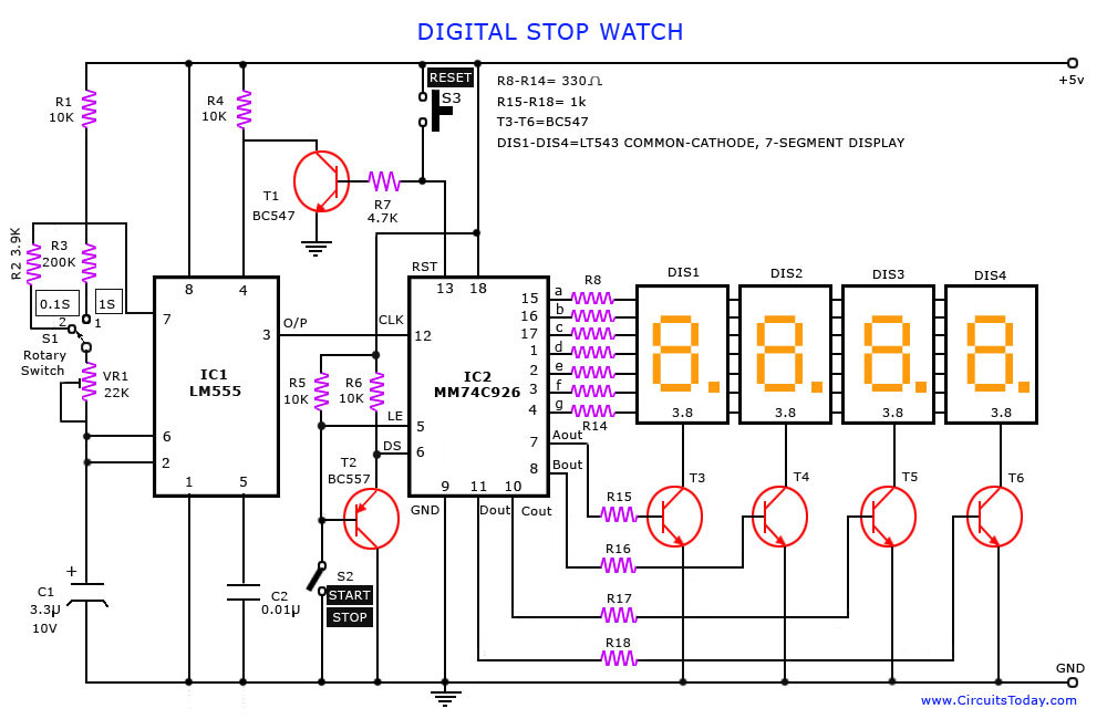 Digital Stop Watch and Digital Timer Circuit