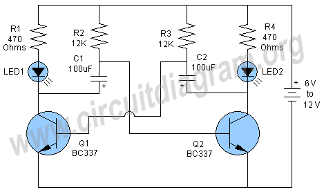 flip flop led flashing circuit