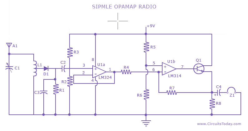 Simple Radio Circuit using Op Amp