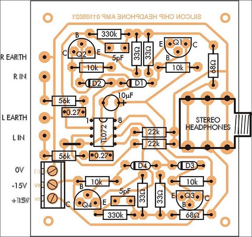 stereo headphone amplifier circuit schematic