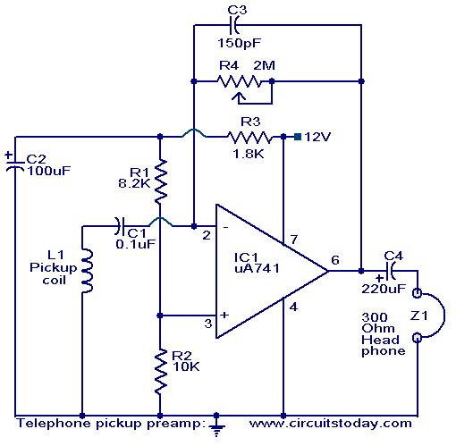 Telephone pickup preampliifer