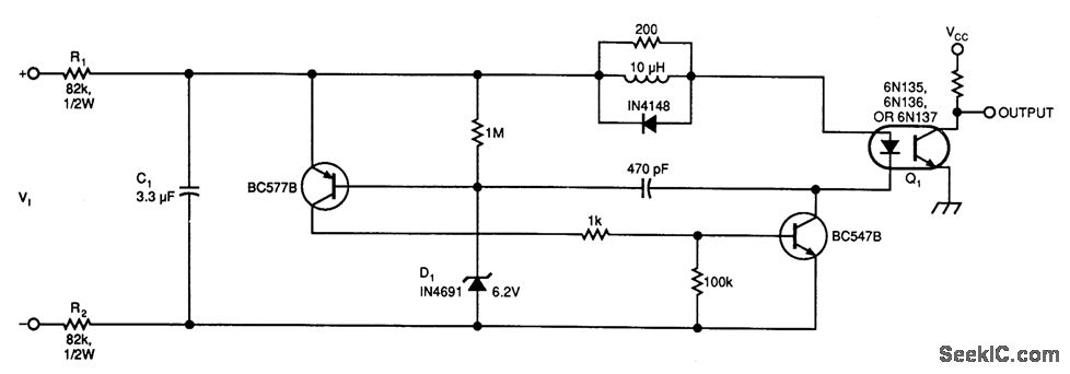 Isolated Voltage Sensor With IN4148 IC circuit
