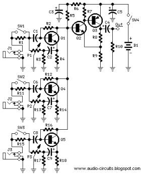 Mini Audio Mixer With Level Control Circuits