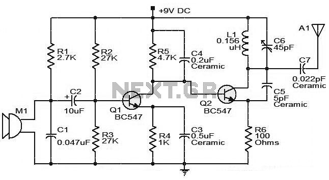 Medium power FM Transmitter Circuit With BC547 Transistor circuit