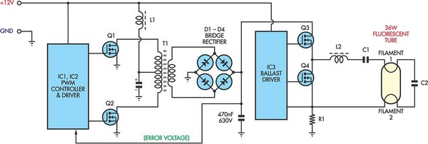 12V Flourescent Lamp Inverter
