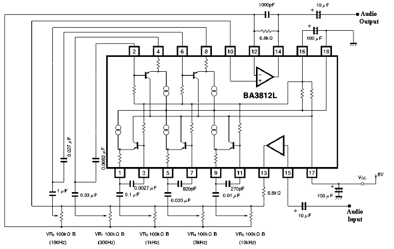 Audio 5 Band equalizer using IC BA3812L