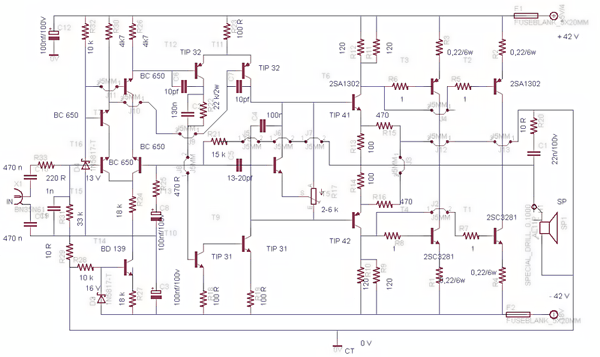 500Watt Power Amplifier Circuit Schematic Diagram circuit