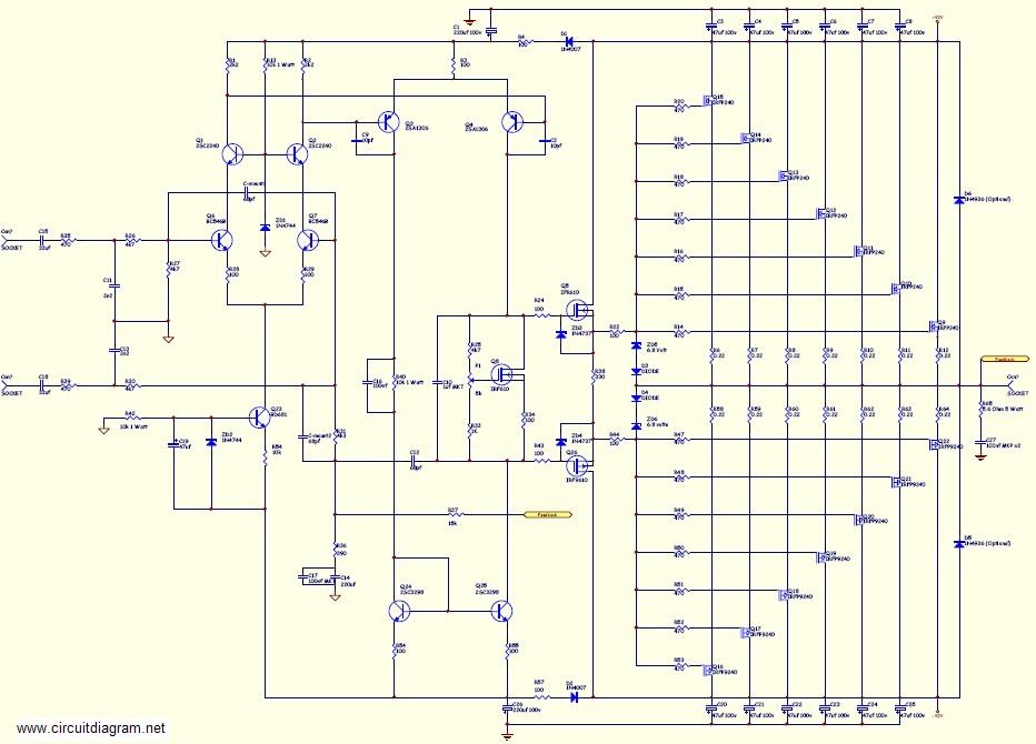 800W high power mosfet amplifier Schematic Diagram circuit