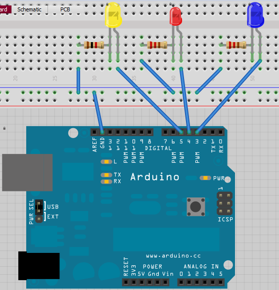 Arduino LED blinking with variable speed circuit