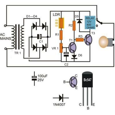 simple automatic street light system circuit