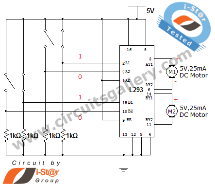 Bidirectional motor control (driver) circuit for Robotics beginners
